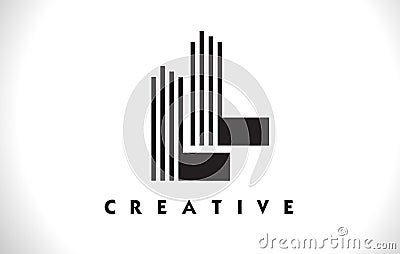 LL Logo Letter With Black Lines Design. Line Letter Vector Illus Vector Illustration