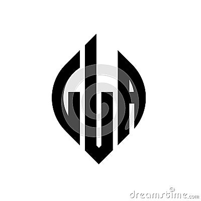 LLA circle letter logo design with circle and ellipse shape. LLA ellipse letters with typographic style. The three initials form a Vector Illustration