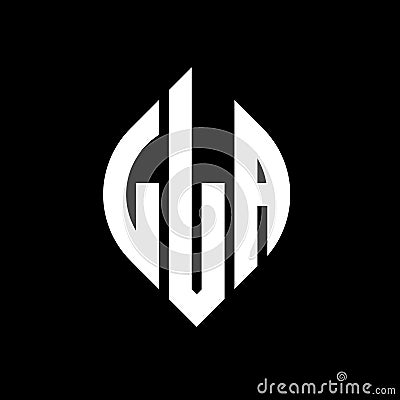 LLA circle letter logo design with circle and ellipse shape. LLA ellipse letters with typographic style. The three initials form a Vector Illustration