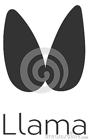 Llama footprint. Farm animal hoof black mark Vector Illustration