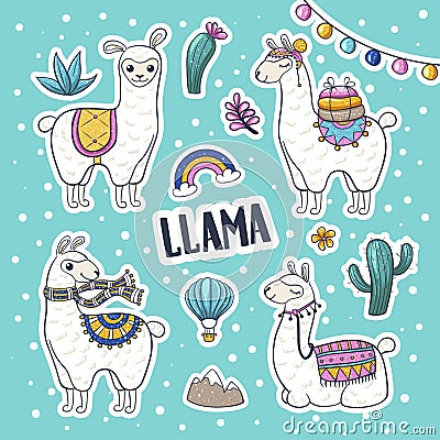 Llama hand drawn Vector Illustration