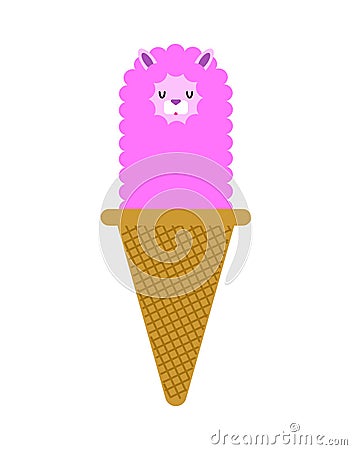 Llama Ice cream. Lama alpaca Eskimo. Cute animal Sweetness cartoon vector Vector Illustration