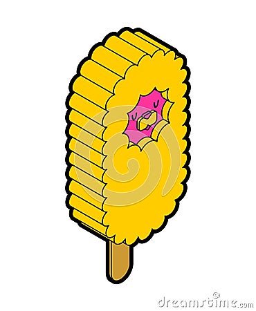 Llama Ice cream on stick. Lama alpaca Eskimo. Cute animal Sweetness cartoon vector Vector Illustration