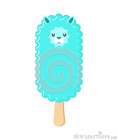 Llama Ice cream on stick. Lama alpaca Eskimo. Cute animal Sweetness cartoon vector Vector Illustration