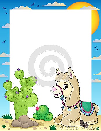 Llama theme frame 2 Vector Illustration