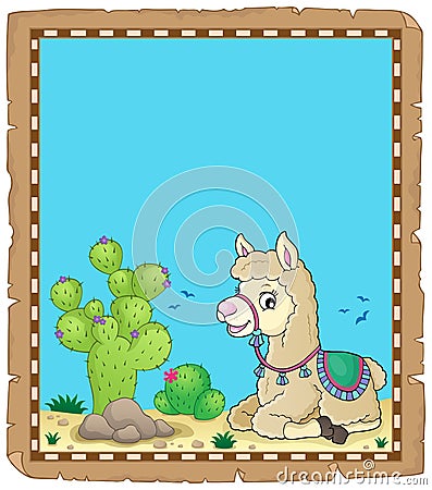 Llama theme parchment 2 Vector Illustration