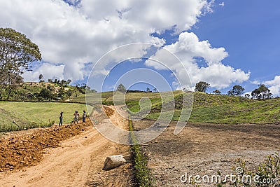Llano Grande, Antioquia / Colombia November 15, 2018 Workers in a road construction. Editorial Stock Photo