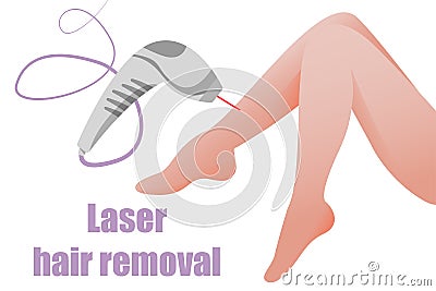 lLaser hair removal Woman legs isolated on white background, hair and bulb removal, laser hair removal, hair removal Vector Illustration