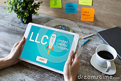 LLC Limited Liability Company. Business strategy and technology concept. Stock Photo