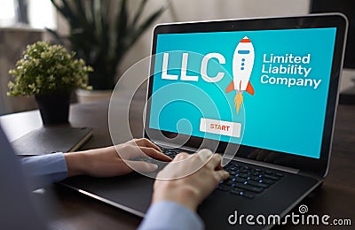 LLC Limited Liability Company. Business strategy and technology concept. Stock Photo