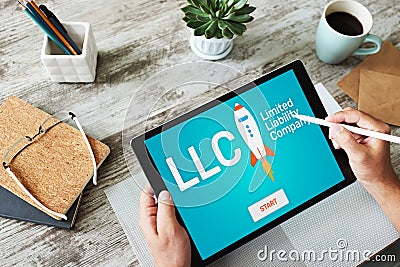 LLC Limited Liability Company. Business strategy and technology concept. Stock Photo