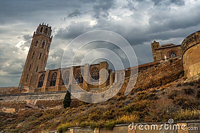 La Seu Vella cathedral of Lleida, Spain Editorial Stock Photo