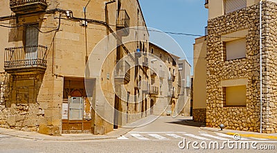 Lleida Street in the old town of Maials, Spain Stock Photo