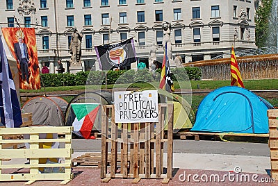 Llibertat Presos Politics camp, Barcelona Editorial Stock Photo