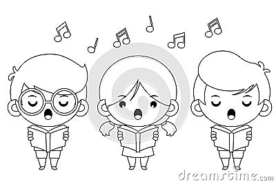 Coloring book for kids. Group Of Children Singing In A Choir Illustration Vector Illustration