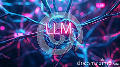 LLM large language model text and background with neural network Stock Photo