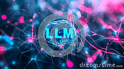 LLM large language model text and background with neural network Stock Photo