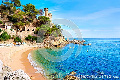 Lloret de Mar Castell Plaja at Sa Caleta beach Stock Photo