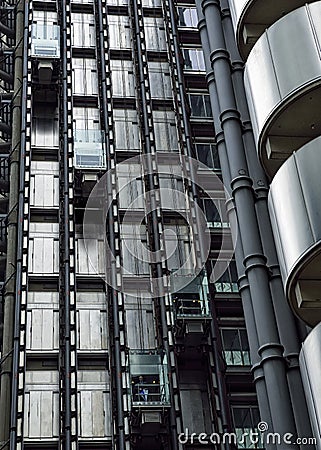 Lloyds Building Elevators, London Editorial Stock Photo
