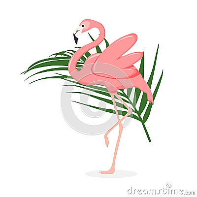llustration of a flamingo. illustration of a flamingo. flamingo with flowers, vector illustration Vector Illustration