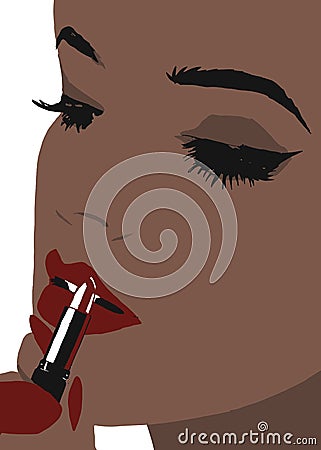 Llustration Make up on different races of woman. Girls with make up different ethnicity and skincolor. Cosmetics on woman Face. Af Stock Photo