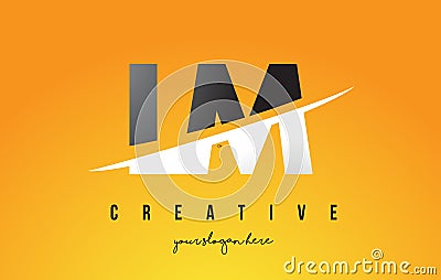 LM L M Letter Modern Logo Design with Yellow Background and Swoosh. Vector Illustration