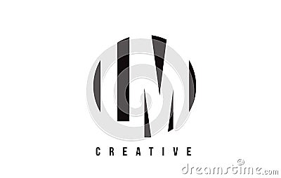 LM L M White Letter Logo Design with Circle Background. Vector Illustration