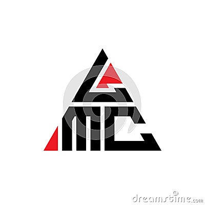 LMC triangle letter logo design with triangle shape. LMC triangle logo design monogram. LMC triangle vector logo template with red Vector Illustration