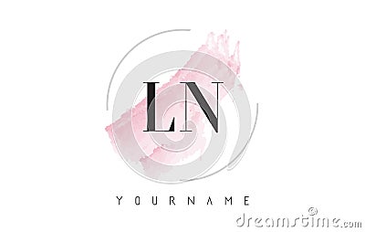 LN L N Watercolor Letter Logo Design with Circular Brush Pattern Vector Illustration