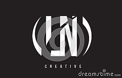 LN L N White Letter Logo Design with Black Background. Vector Illustration