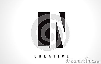 LN L N White Letter Logo Design with Black Square. Vector Illustration