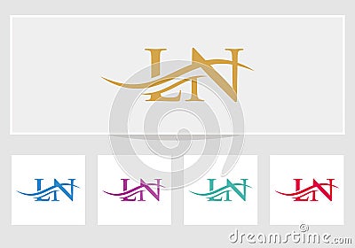 LN logo Design. Premium Letter LN Logo Design with water wave concept vector Vector Illustration