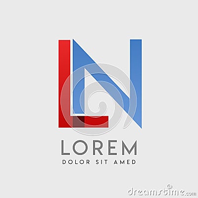 LN logo letters with blue and red gradation Vector Illustration