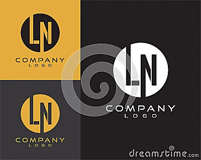 Ln, nl initial logo design letter with circle shape Vector Illustration