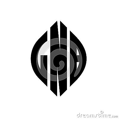 LNB circle letter logo design with circle and ellipse shape. LNB ellipse letters with typographic style. The three initials form a Vector Illustration