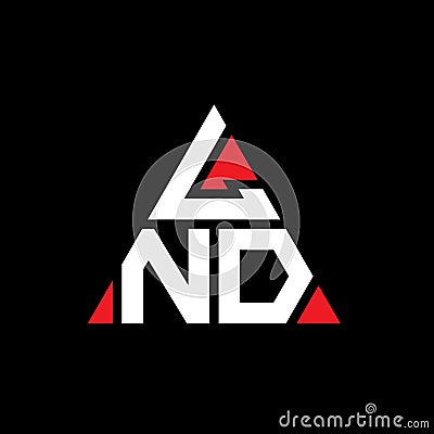 LND triangle letter logo design with triangle shape. LND triangle logo design monogram. LND triangle vector logo template with red Vector Illustration