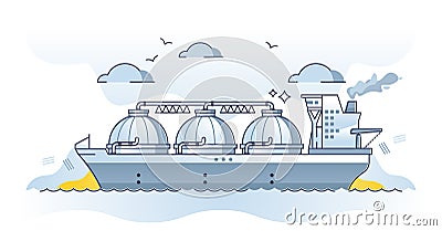 LNG gas tanker as liquefied natural gas transportation outline concept Vector Illustration