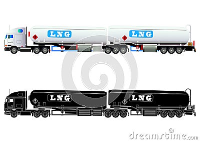 LNG gas tanker truck, vector Vector Illustration