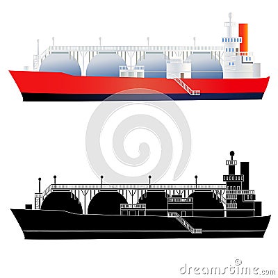 LNG tanker, , side view, vector Vector Illustration