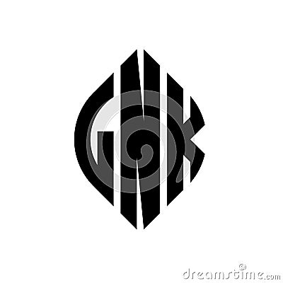 LNK circle letter logo design with circle and ellipse shape. LNK ellipse letters with typographic style. The three initials form a Vector Illustration