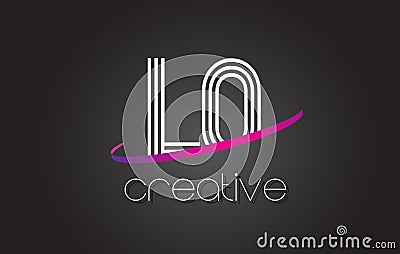 LO L O Letter Logo with Lines Design And Purple Swoosh. Vector Illustration