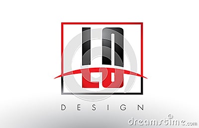 LO L O Logo Letters with Red and Black Colors and Swoosh. Vector Illustration