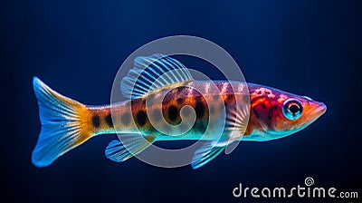 Loach Minnow Fish in the blue sea Stock Photo