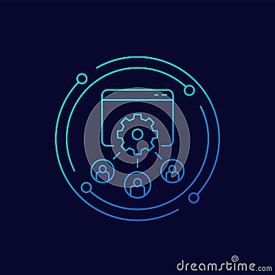 load testing icon, multiple users accessing site Vector Illustration