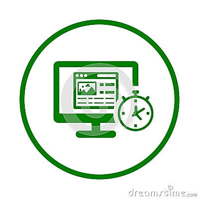 Load time, image, optimization, load icon. Green vector design Cartoon Illustration