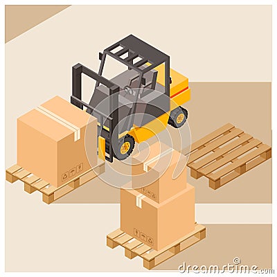 Loader with boxes icon2 Vector Illustration