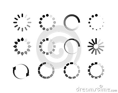 Loader icon vector circle button. Load sign ymbol progress bar for upload download round process Vector Illustration