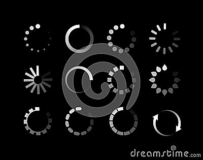 Loader icon vector circle button. Load sign ymbol progress bar for upload download round process Vector Illustration