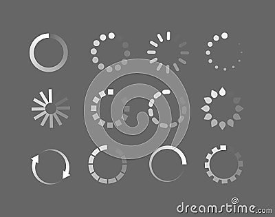 Loader icon vector circle button. Load sign ymbol progress bar for upload download round process Vector Illustration