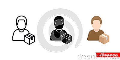 Loader porter icon of 3 types color, black and white, outline. Isolated vector sign symbol Stock Photo